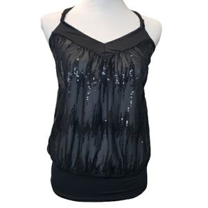 Carrie Allen Sheer Sequin Sleeveless Top Sz M